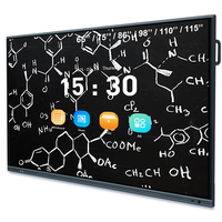 Tableau interactif intelligent Android 14/15/16 de 98 pouces pour l'enseignement, écran tactile sans fil 40 points, caméra IA, certifié FCC ROHS CE