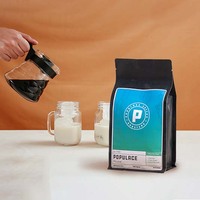 Sacs d'emballage en papier kraft et aluminium à fermeture éclair pour grains de café, pochettes à fond plat avec valve, vente en gros