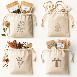 Sac en lin à cordon de serrage pour chaussures et vêtements, emballage personnalisé avec logo imprimé, pochette en coton avec fonction de sécurité - Product Image 3
