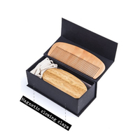 Kit de brosse à peigne à barbe en poils de sanglier en bois Logo personnalisé Salon de coiffure brosse à barbe et ensemble de peignes pour hommes