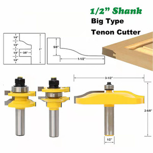 Batang kayu 1/2 "8 buah, Set Bit Router pemotong penggilingan Tenon pintu kabinet Panel angkat biru - Product Image 3