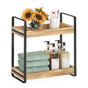 Organisateur de comptoir de salle de bain à 2 niveaux Étagère de comptoir de <span class=keywords><strong>cuisine</strong></span> en bois Rangement de cosmétiques de maquillage - Product Image 1