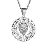 Beiyan marque haute qualité bijoux de mode en acier inoxydable Zircon brillant grande muraille motif doré tête de Lion pendentif