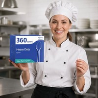 Cucharas de Plástico Transparente Resistentes, Desechables, Aptas para Alimentos, Resistentes al Calor, Libres de BPA, con Logotipo Personalizado, Paquete de 360 Unidades