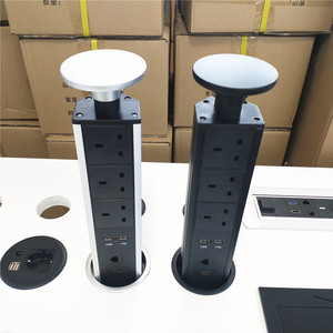 Torre Multipresa a Scomparsa in Lega di Alluminio Argento/Nero con Spina UK, <span class=keywords><strong>2</strong></span> <span class=keywords><strong>USB</strong></span>, per Cucina e Ufficio, con Connessione Dati e Rete - Product Image 3