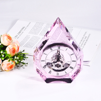 Fabriqué à la main De Coupe De Diamant Quartz Horloge De Bureau En Cristal De Souvenir De Mariage