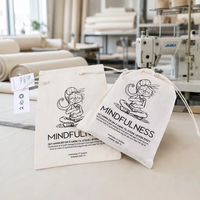 Sac en filet promotionnel avec cordon de serrage, logo personnalisé imprimé, pochette d'emballage en coton biologique pour savon et cosmétiques