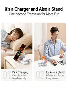 Chargeur sans fil magnétique UGREEN Qi 20W pour iPhone 17 Pro Max/16 + AirPods 4 Pro – Support de charge 2-en-1 pour bureau - Product Image 3