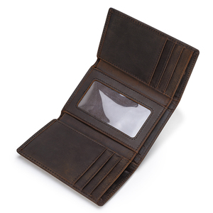 OEM Custom Logo Vintage Rfid Blocking Crazy Horse Leather Men <strong>Wallet</strong> Genuine Cow Leather <strong>Trifold</strong> <strong>Wallets</strong> for Men - Product Image 2