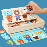 Rompecabezas de Madera para Niños, Divertido Juego de Disfraces de Familia de Osos, Juguetes Educativos de Madera para Niños Pequeños
