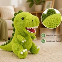 Nouvelle conception de peluche dinosaure verte tricotée, jouet en peluche dinosaure vert tricoté personnalisé, poupée animale dinosaure verte tricotée douce
