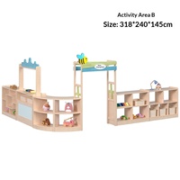 Étagère de rangement modulable en bois massif pour enfants, idéale pour les coins de jeux de maternelle