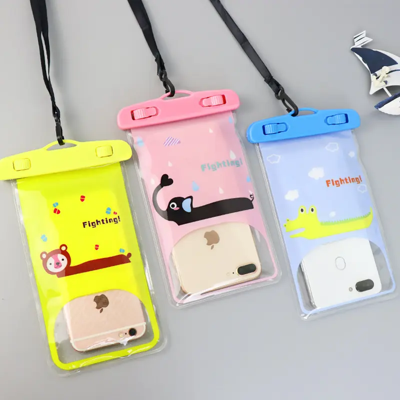 Float Dry Pouch Case Cover Bag Transparent Cute Design Outdoor Swimming Beach Universal Waterproof Mobile Phone PVC Six Colors