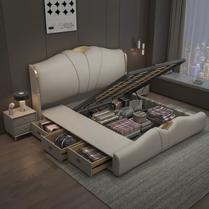 Muebles <span class=keywords><strong>de</strong></span> Dormitorio <span class=keywords><strong>de</strong></span> Madera <span class=keywords><strong>de</strong></span> Lujo, Camas Tapizadas Suaves, Cama Doble King Size, Juego <span class=keywords><strong>de</strong></span> Cama Princesa con Cajones y Diseño <span class=keywords><strong>de</strong></span> Colchón - Product Image 6