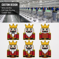 Applique brodée Le roi Casse-Noisette de Noël, Couronne dorée, Manteau rouge, Décoration de Noël, Thermocollante, Fabricant OEM