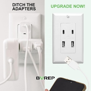 Prise murale Barep blanche homologuée UL US, 2 ports USB-C, 2 ports USB-A, 4,8A, avec USB-C pour <span class=keywords><strong>chambre</strong></span> à coucher - Product Image 2