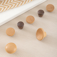 Boutons de meuble en bois massif à trou unique personnalisés, poignées de tiroir en forme de champignon pour armoire, porte de cuisine, poignées en bois naturel