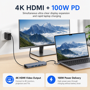 <b>USB</b> C <b>Hub</b> 7 in 1 6 in 1 100W PD 4K <b>USB</b> 3.0 SD TF RJ45 Ethernet Type C Multiport Adapter Wholesale - Product Image 5