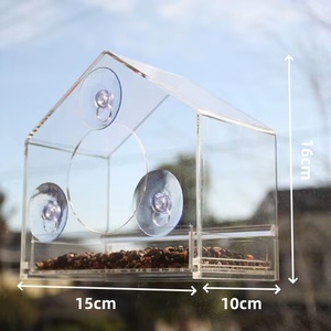 Mangeoire à oiseaux à fenêtre transparente caractéristique automatique Design élégant ventouses faciles à nettoyer mangeoires à oiseaux en acrylique pour jardin cour - Product Image 2