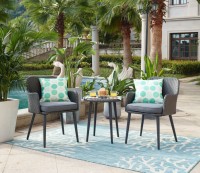Meubles de jardin en rotin, table de bistrot extérieure française et 2 chaises, 1 ensemble en rotin tressé moderne