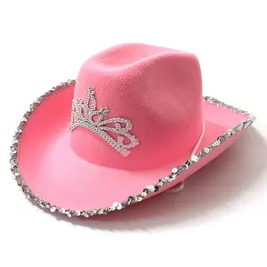 美国热卖搞笑派对牛仔帽女式西式粉色牛仔女帽头冠头饰
