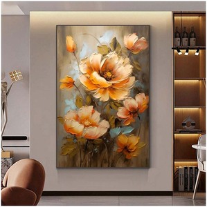 Pintura al Óleo Moderna Hecha a Mano, Arte <span class=keywords><strong>de</strong></span> Pared en Lienzo con <span class=keywords><strong>Flores</strong></span>, <span class=keywords><strong>Cuadros</strong></span> Florales <span class=keywords><strong>Grandes</strong></span> para Sala <span class=keywords><strong>de</strong></span> Estar, Dormitorio, Decoración del Hogar - Product Image 3