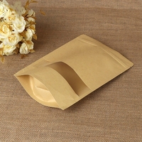 Sacs d'emballage en kraft, pochette debout, fermeture éclair, sac en papier brun pour aliments, petit sac avec fenêtre