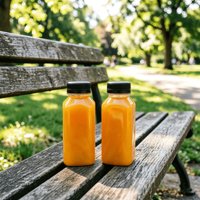 Botella de Plástico PET Cuadrada para Jugo con Tapa de Rosca, Impresión de Pantalla y Logotipo Personalizado Disponible para Café Frío, Bebidas de Frutas y Champán