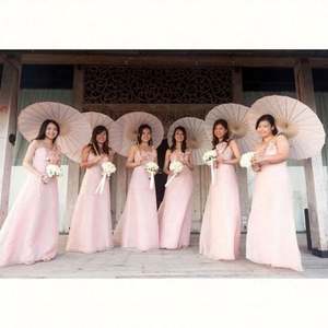 Handmade <b>Red</b> 84cm Bamboo & Cotton <b>Paper</b> Parasol Umbrella with Custom Logo for Wedding Bride Bridesmaids Favors - Product Image 4