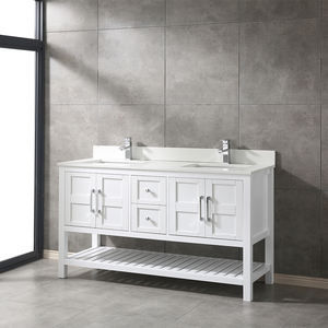 Mueble de Baño Moderno de Madera Maciza y Contrachapada Resistente al Agua con Espejo Enmarcado, Lavabo de Cerámica, Lavabos Dobles, Hecho en Vietnam - Product Image 3