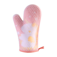 Ensemble de gants de four en silicone transparent avec coque imprimée, doublure en coton, antidérapants, résistants à la chaleur, sans danger pour les aliments, design personnalisé pour la cuisine et le barbecue