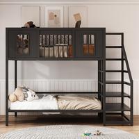 Lit superposé moderne en métal réglable, lit combiné à deux étages avec bureau pour petit appartement, mobilier de chambre à coucher, assemblage facile, 1 an