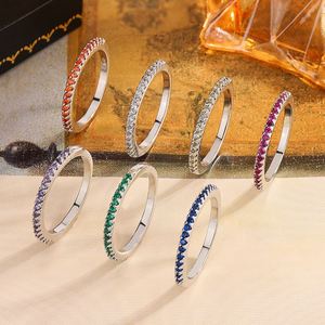 Anillo de circón colorido a la moda, se puede apilar para usar, anillo de mujer sencillo, joyería de fiesta, anillo de lujo para mujer, regalo - Product Image 1