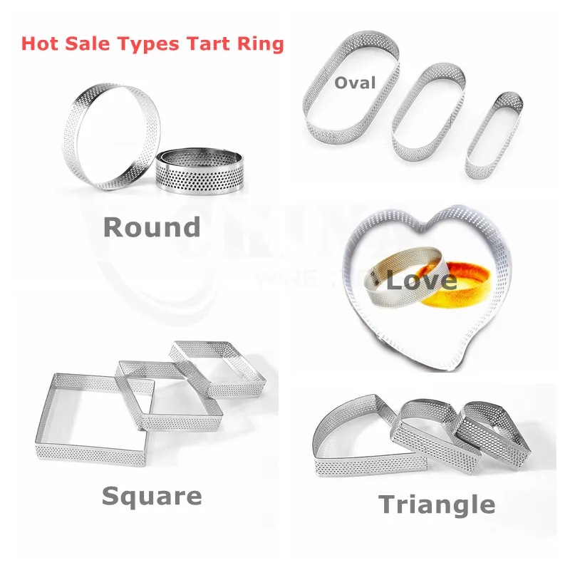 Stainless Steel Bakeware Metal Cake Mousse Ring Baking Tools Perforated Tart Square Pastry Rings Cake Mould