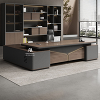 Bureau de direction contemporain avec une grande surface de travail et deux unités de rangement à double colonne