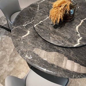 <span class=keywords><strong>Table</strong></span> Ronde Minimaliste en Marbre Style Italien pour Restaurant et Villa, <span class=keywords><strong>Table</strong></span> à Manger et Chaises, Plateau Tournant Circulaire <span class=keywords><strong>de</strong></span> Luxe Léger - Product Image 4