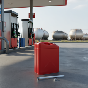 Bidon métallique rouge 20L rectangulaire en fer blanc laqué avec bouchon à vis pour essence, diesel, pétrole - Product Image 2