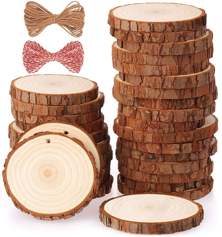 Tranches de bois de Paulownia naturelles, ornements de décoration rustique pour la maison, centres de table, artisanat, tranche de bois inachevé, bricolage avec trou pré-percé