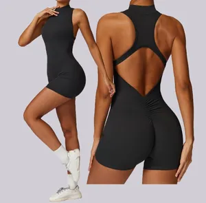 Jumpsuit Custom Logo Onesie Gym Bodysuit Ladies 1 Piece Sleeveless Sport Jumpsuit For Women