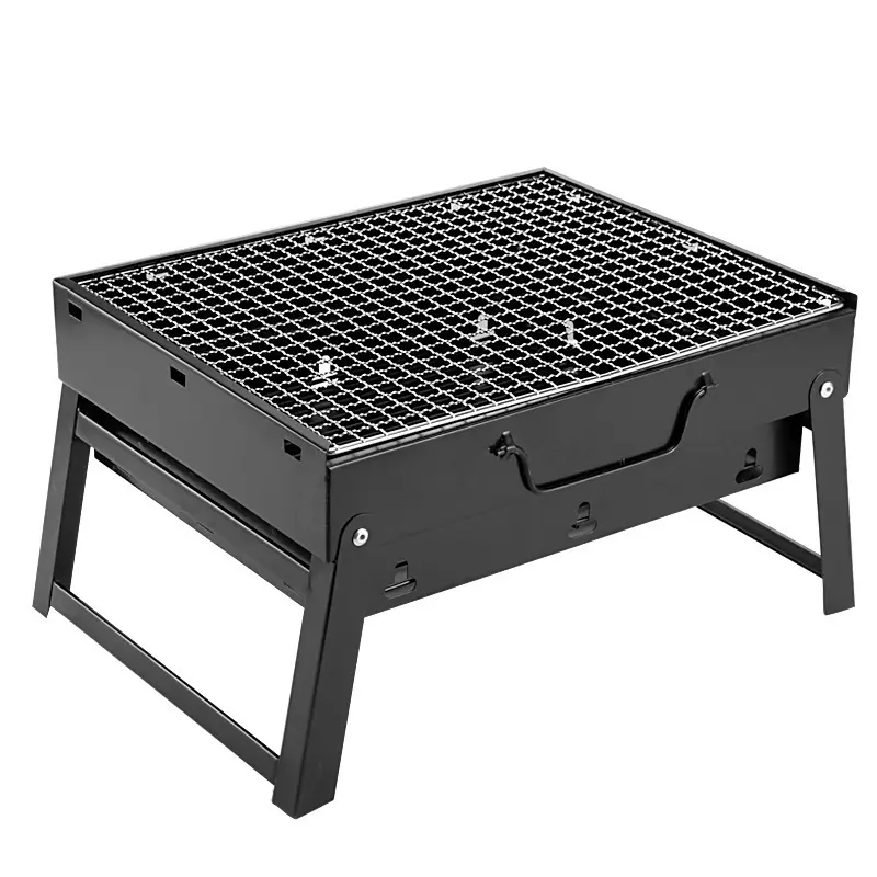 outdoor foldable metal barbecue camping self-driving charcoal barbecue grill family grill