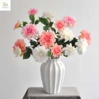 Grande fleur artificielle en latex, dahlia blanche et rose, toucher réel, 2 têtes, pour arrangement de table de mariage, fête, Thanksgiving, remise de diplôme