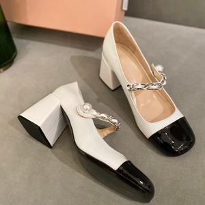 Chaussures de marque de créateur, bout carré confortable, chaussures classiques de haute qualité pour femmes, talons hauts style Xiao Xiang féminin - Product Image 3