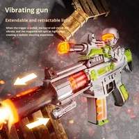 Fusil Mitrailleur Électrique Jouet pour Enfants Garçons en Plastique ABS avec Sons, Lumières, Musique et Jet Telescopique – Modèle de Simulation de Jeu de Tir