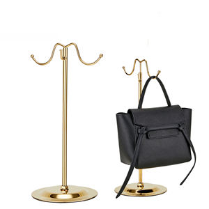Expositor de Bolsos Metálico de Color Natural OEM, Soporte Vertical de Doble Gancho para Tiendas Minoristas y Centros Comerciales - Product Image 5
