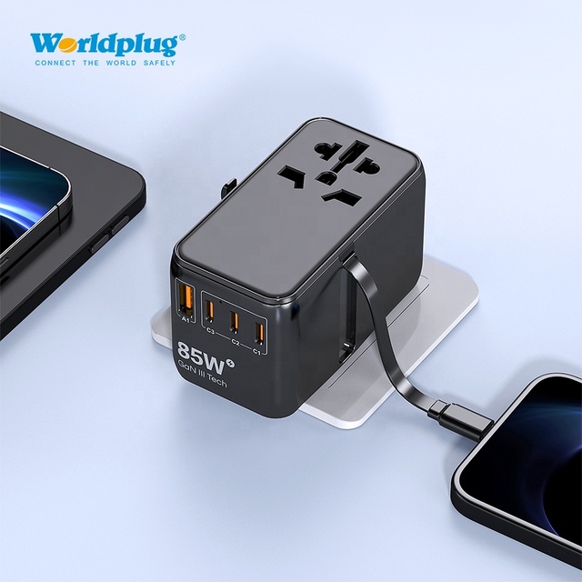 Worldplug USB Travel Charger Adaptor Worldwide International Universal Traveling Plug Adapter with Type C Cable