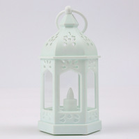 Lanterne porte-bougie électronique en plastique de style européen, vintage, inspirée des festivals marocains, fonction lampe à huile, ornement de petite taille C89