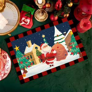 Christmas <b>Linen</b> Cartoon Santa Claus square <b>Placemat</b> Suitable for Christmas Table Setting - Product Image 6