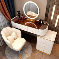 Table de maquillage moderne en bois, multifonctionnelle, avec miroir éclairé et chaise, pour la chambre à coucher, les magasins de beauté
