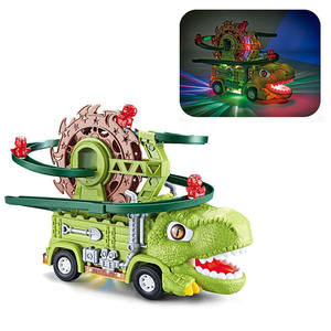 Ept theo dõi xe đường sắt Dino roller coaster tránh chướng ngại vật phổ đèn âm thanh khủng long xe tải đồ chơi - Product Image 2