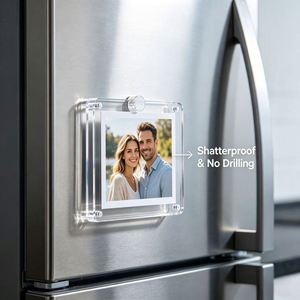 Cadre photo magnétique en acrylique transparent double face avec aimant puissant N35 pour réfrigérateur et décoration murale - Product Image 2